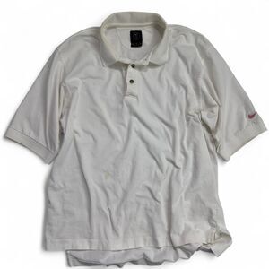 Nike Golf Polo Shirt Men’s Medium White Embroidered Pink Swoosh Made in Peru